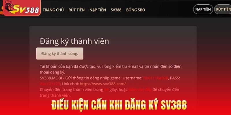 Điều kiện cần khi đăng ký sv388